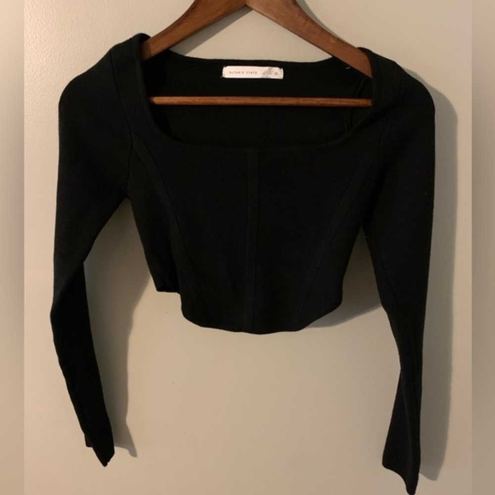 Altar’d state black knit long sleeve crop top xs